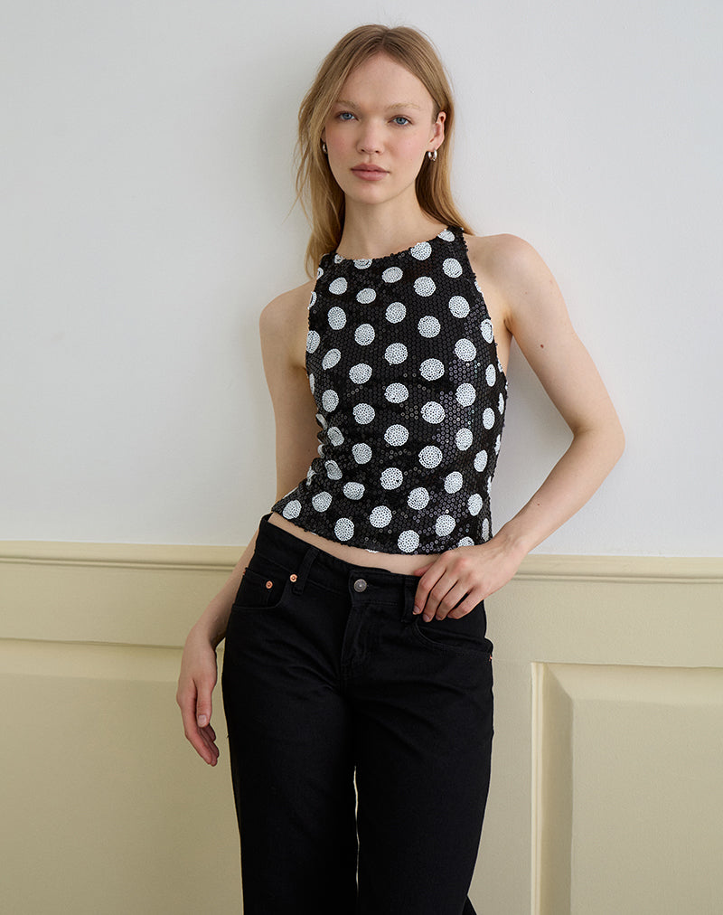 Bild von Felicita Top in Polka Pailletten Monochrom