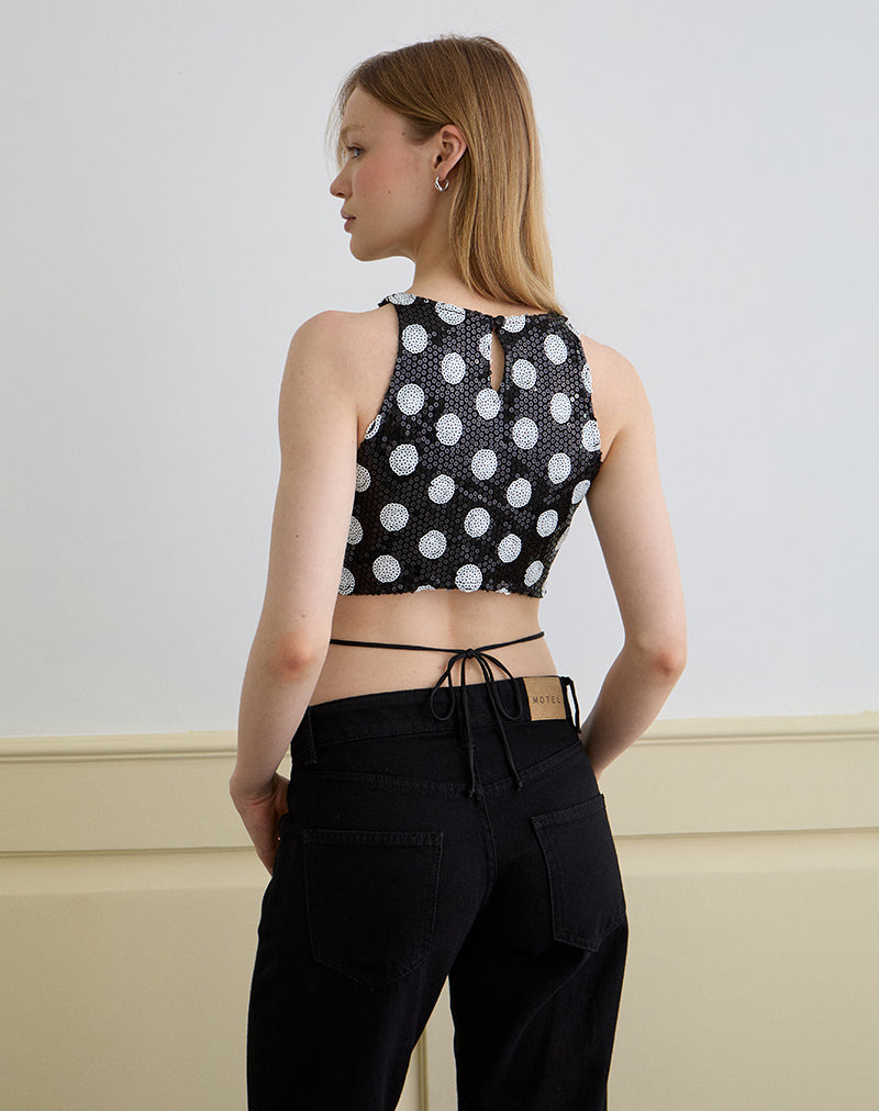 Bild von Felicita Top in Polka Pailletten Monochrom