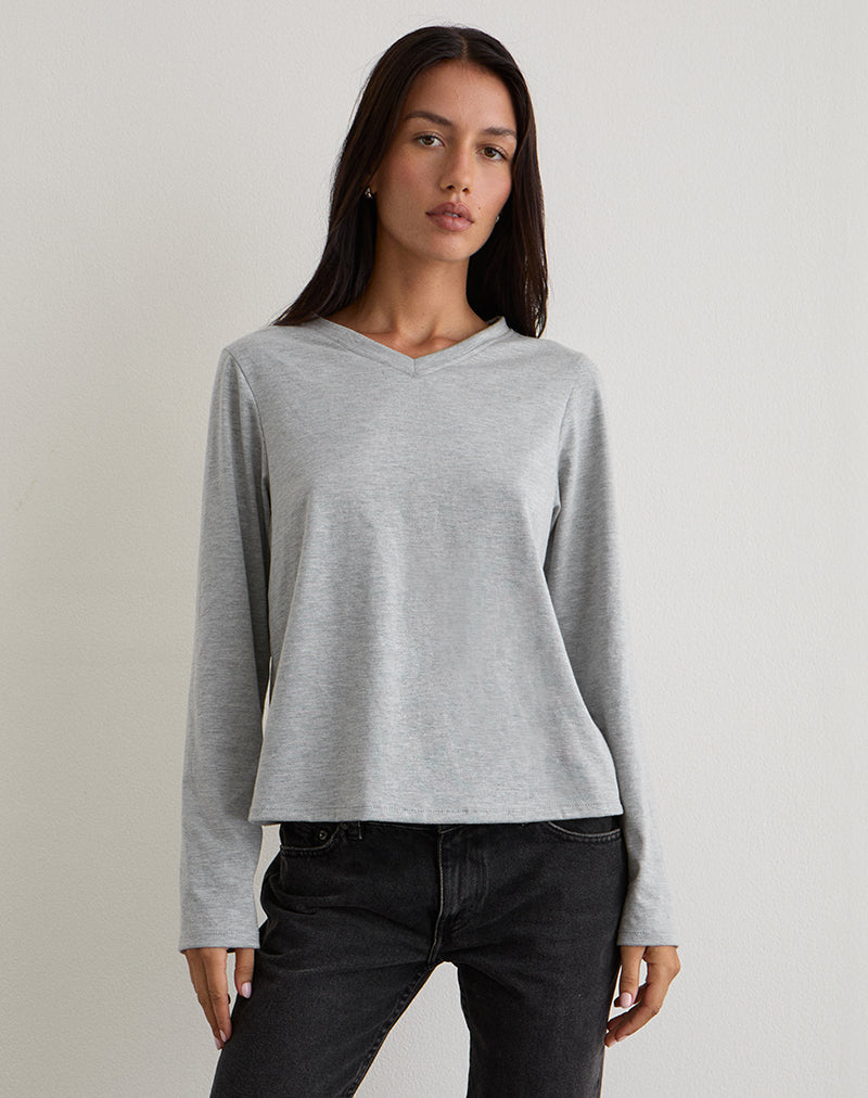 Image of Feman Top aus Jersey Grau meliert