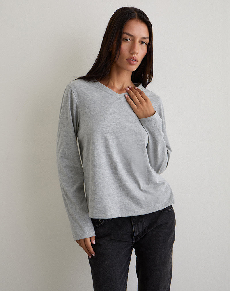Image of Feman Top aus Jersey Grau meliert