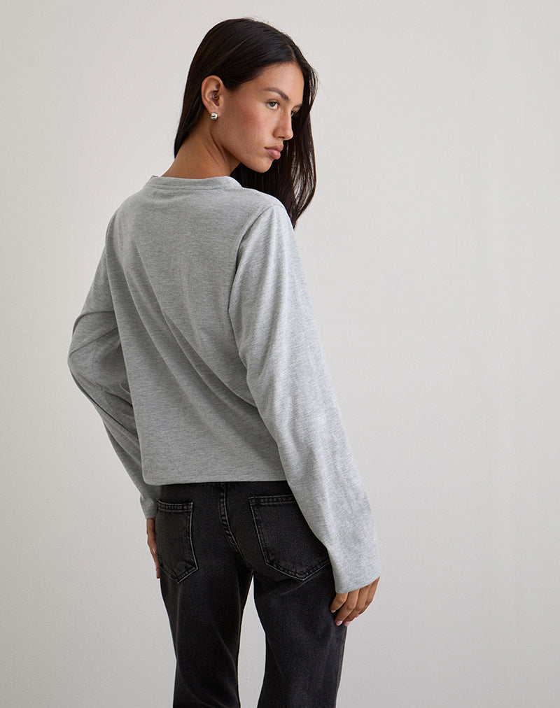Image of Feman Top aus Jersey Grau meliert