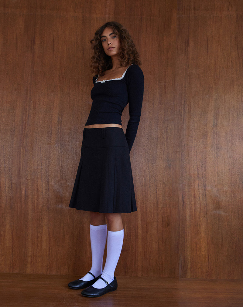 Fermi Falten-Midirock in Tailoring Schwarz