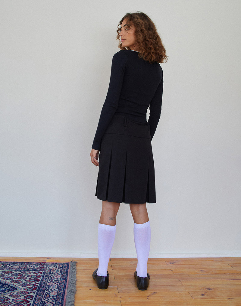 Image of Fermi Plissierter Midirock in Tailoring Schwarz