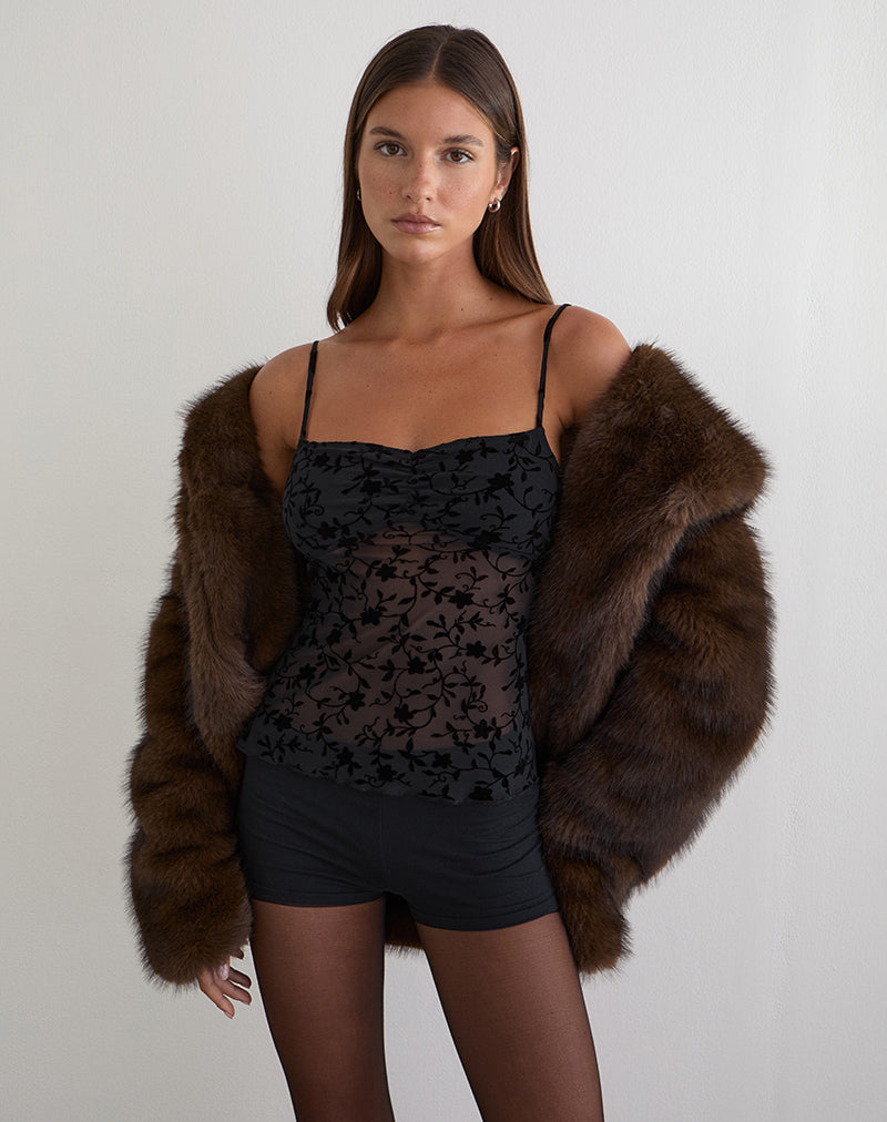 Bild des Fierza Cami-Oberteils in Pretty Petal Flock Black