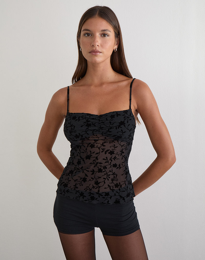 Bild des Fierza Cami-Oberteils in Pretty Petal Flock Black