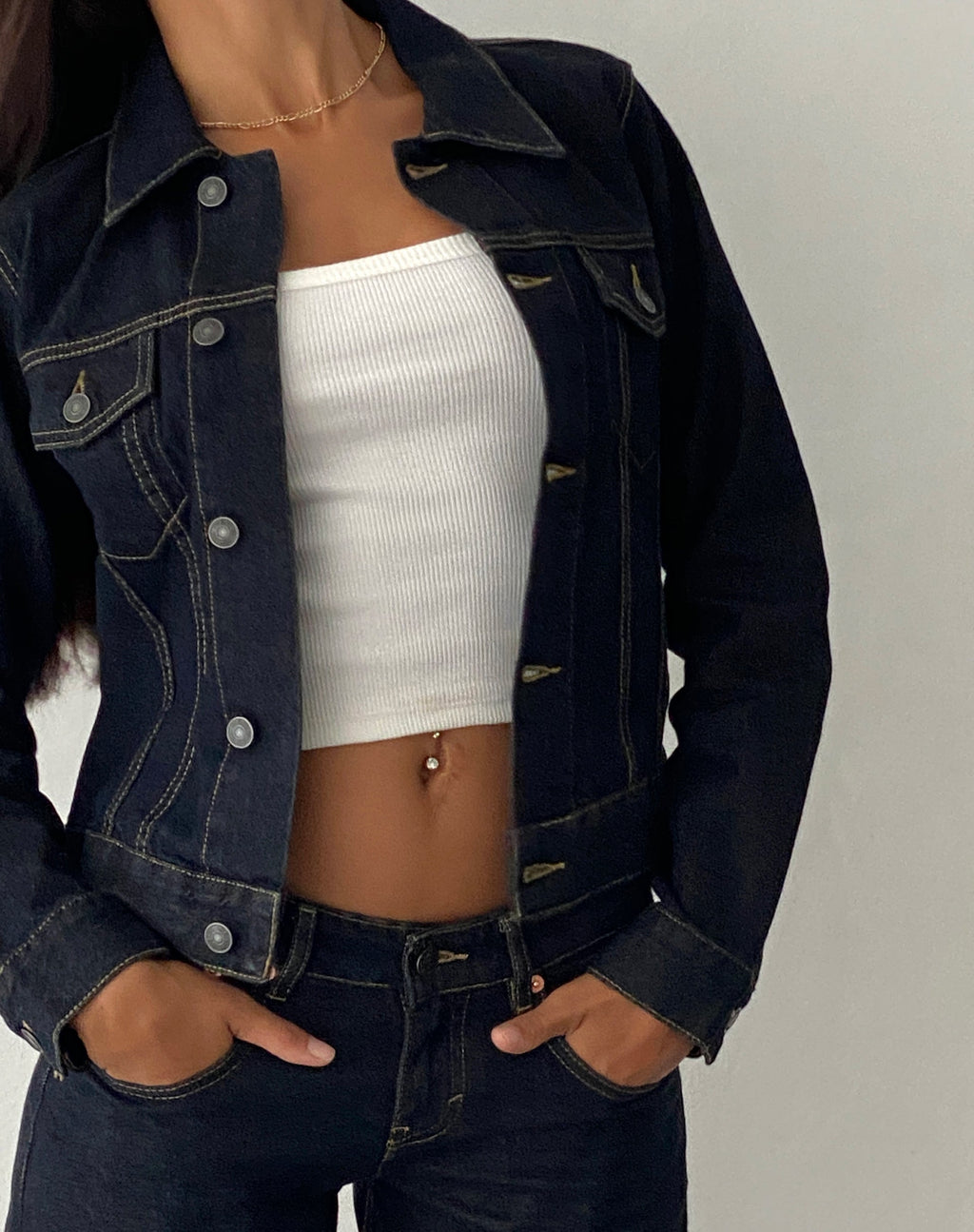 Passform-Denimjacke in Indigo