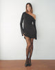 Image of Fliss Asymmetrisches Minikleid in Slinky Schwarz