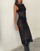 Image of Florian Ungefüttertes Midikleid in Schwarz Abstrakter Blumenflock