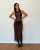 Image of Florian Romantic Rose Midikleid in Flock Braun
