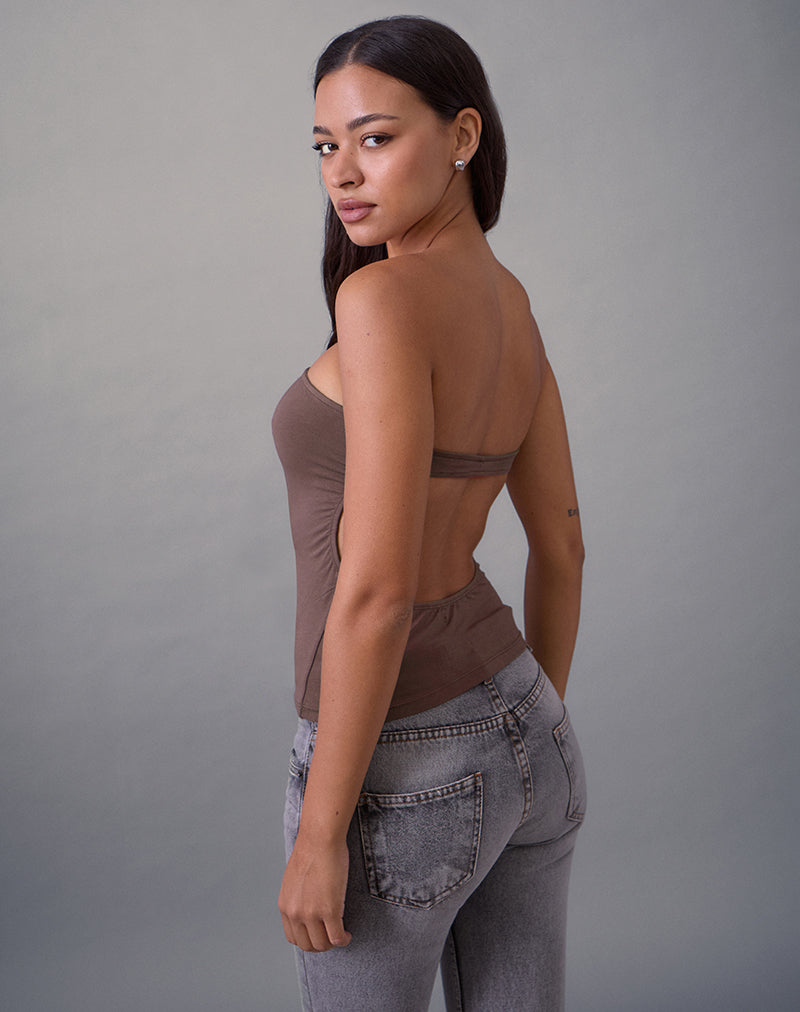 Bild des Foster Bandeau-Oberteils aus Rayon-Jersey in Deep Taupe