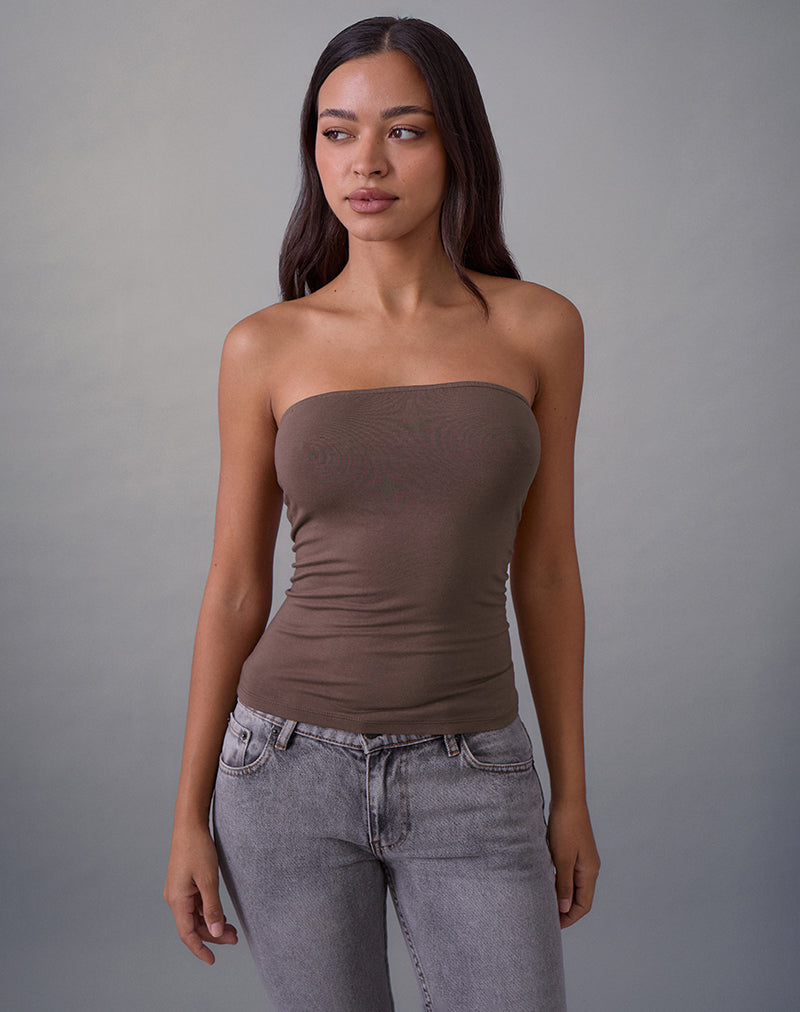 Bild des Foster Bandeau-Oberteils aus Rayon-Jersey in Deep Taupe