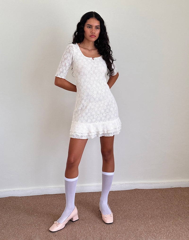 Fredrika Minikleid aus Spitze Elfenbein