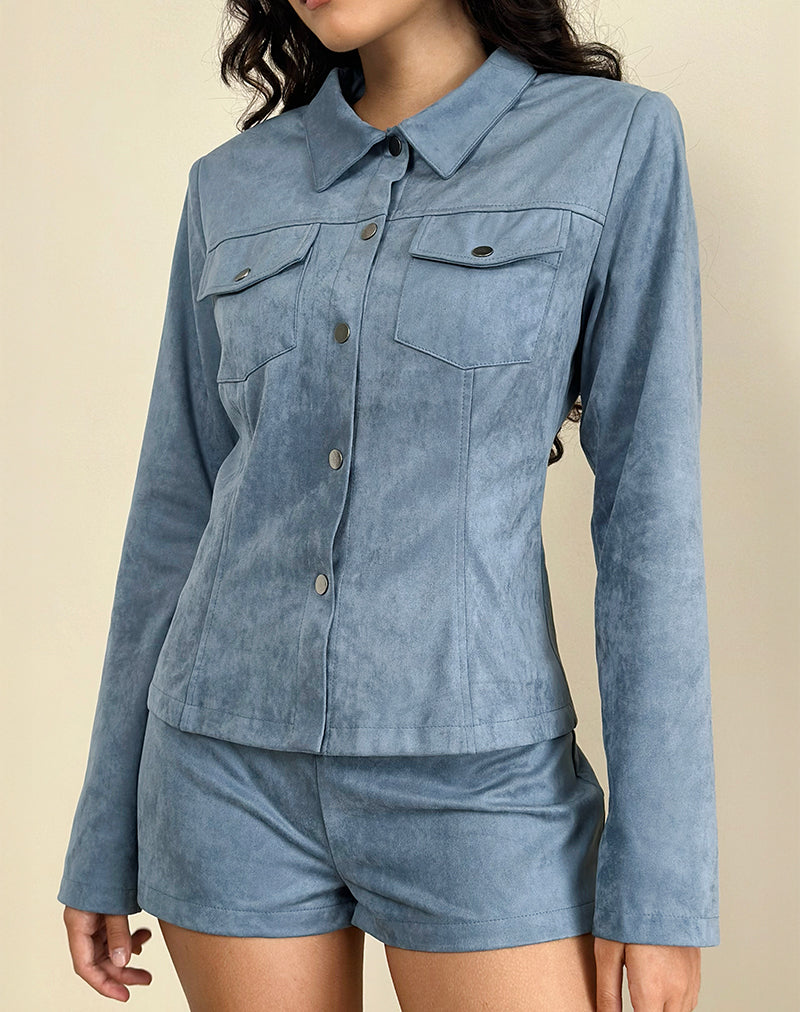Fyodora Jacke aus Wildleder in staubigem Blau