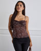Image of Fierza Cami Top in Doodle Flower Flock Braun