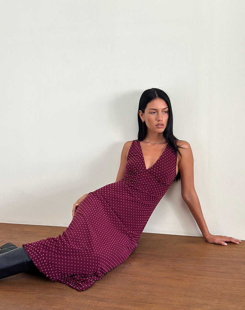 Image of Gabriella Kleid in Basic Polka Flock Berry