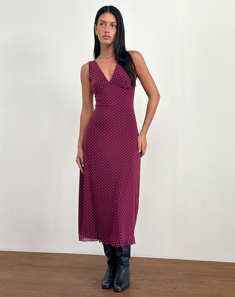 Image of Gabriella Kleid in Basic Polka Flock Berry