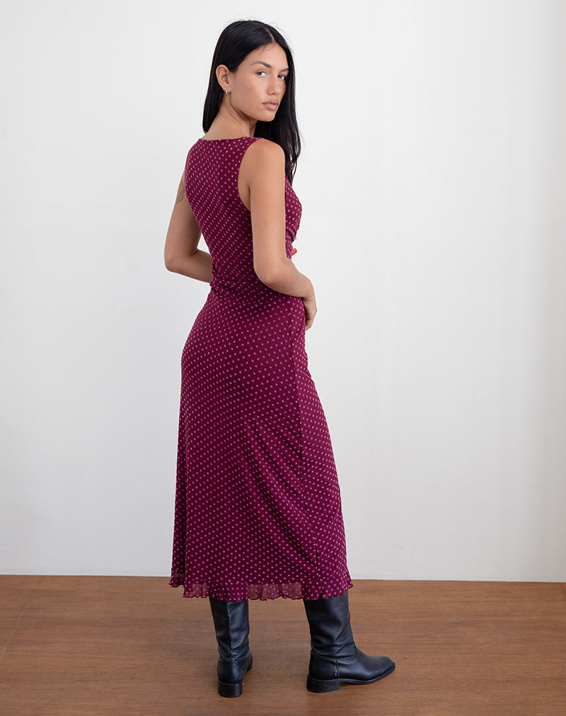 Image of Gabriella Kleid in Basic Polka Flock Berry