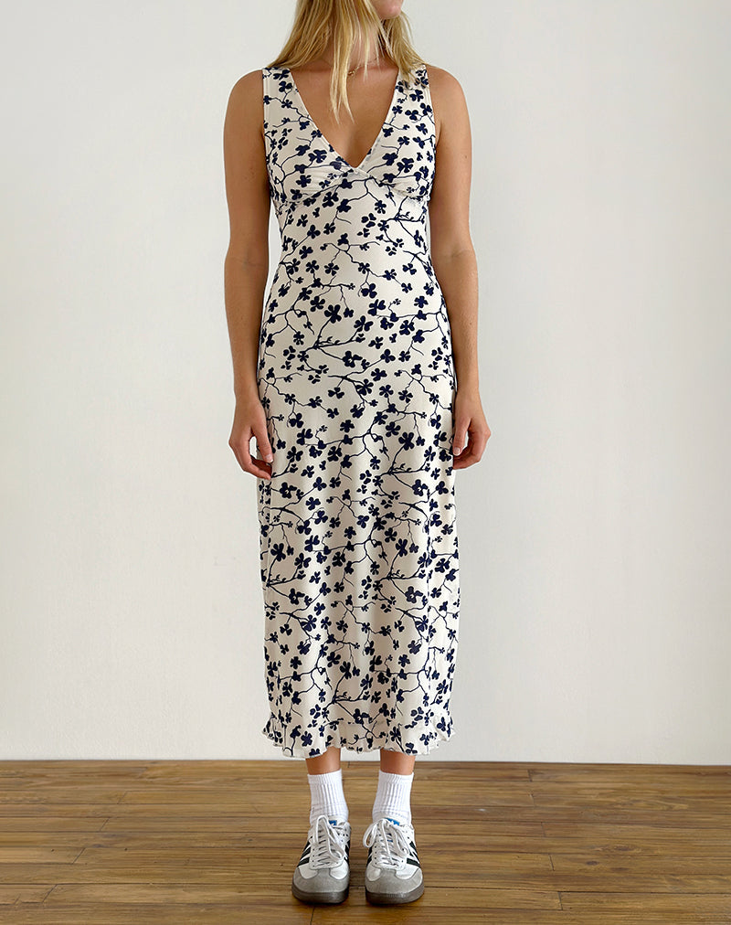 Abbildung von Gabriela Midikleid in Grunge Floral Flock Creme
