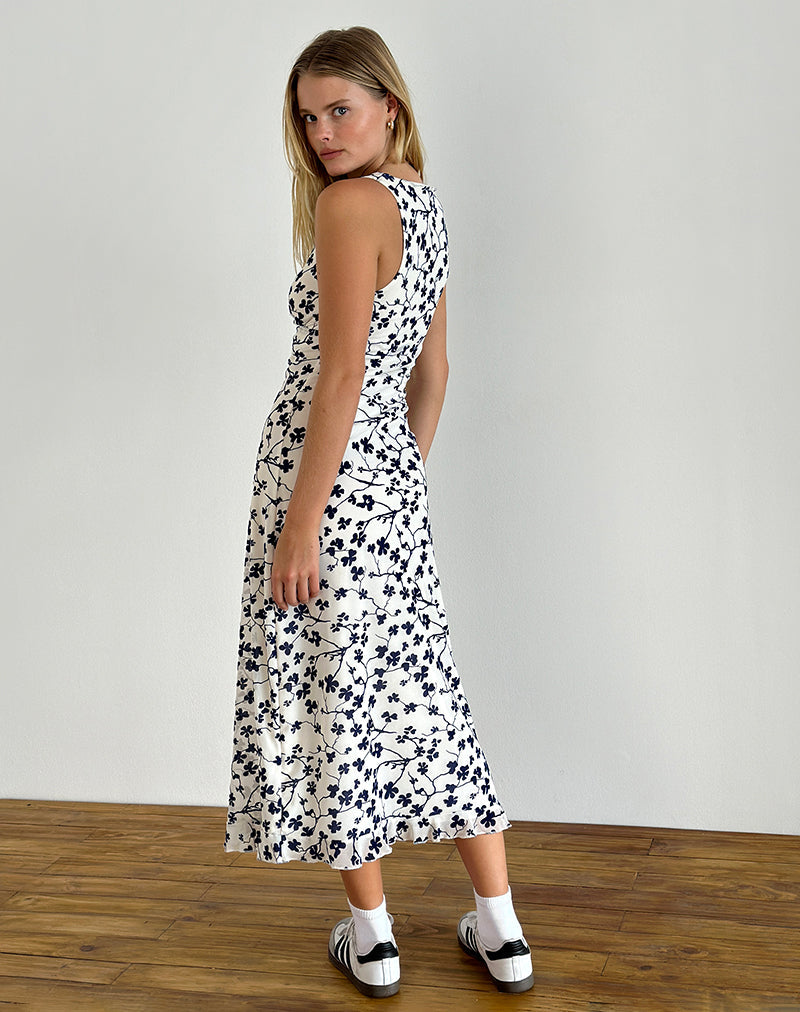 Abbildung von Gabriela Midikleid in Grunge Floral Flock Creme