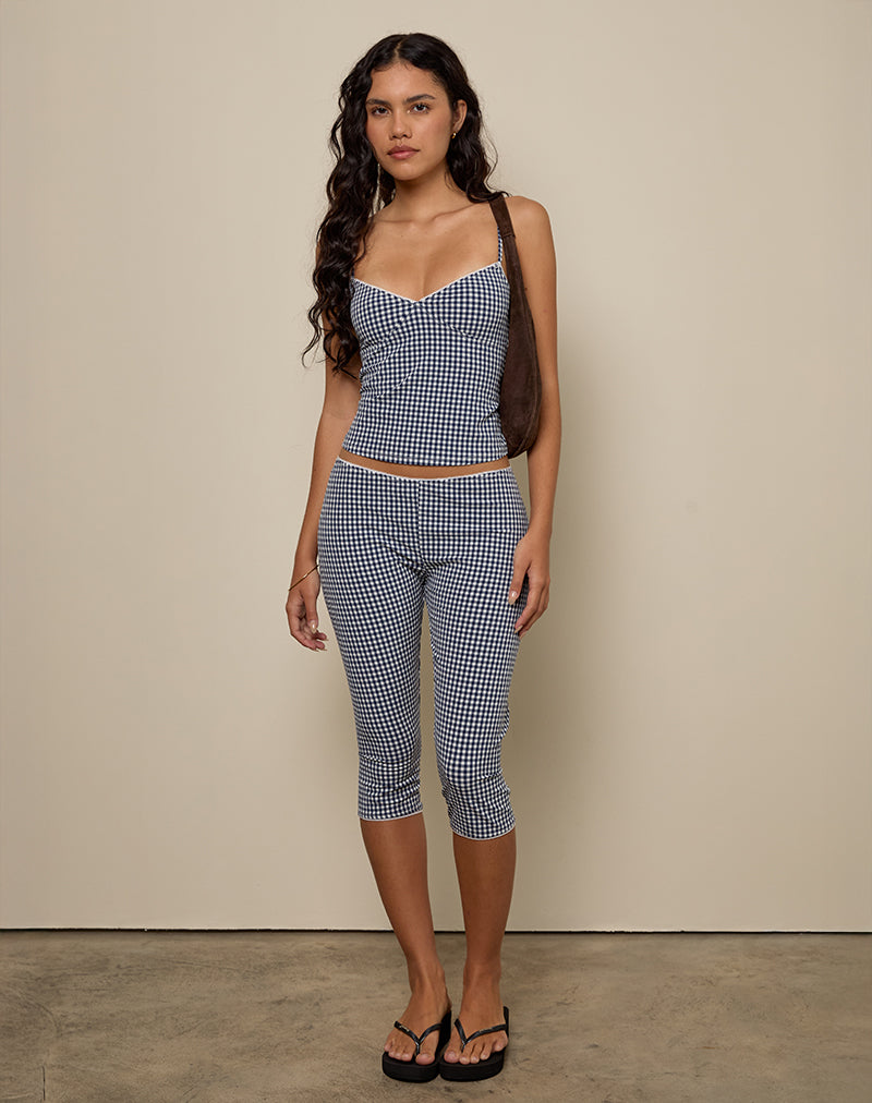 Image of Gaika Cami Top aus Seersucker Gingham Navy