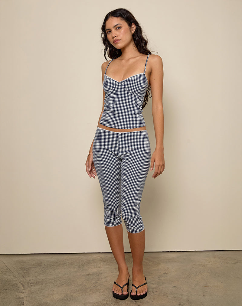 Tuka Capri-Hose aus Seersucker Gingham Navy
