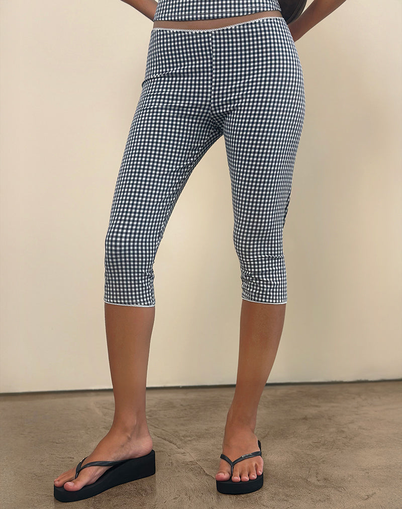Tuka Capri-Hose aus Seersucker Gingham Navy