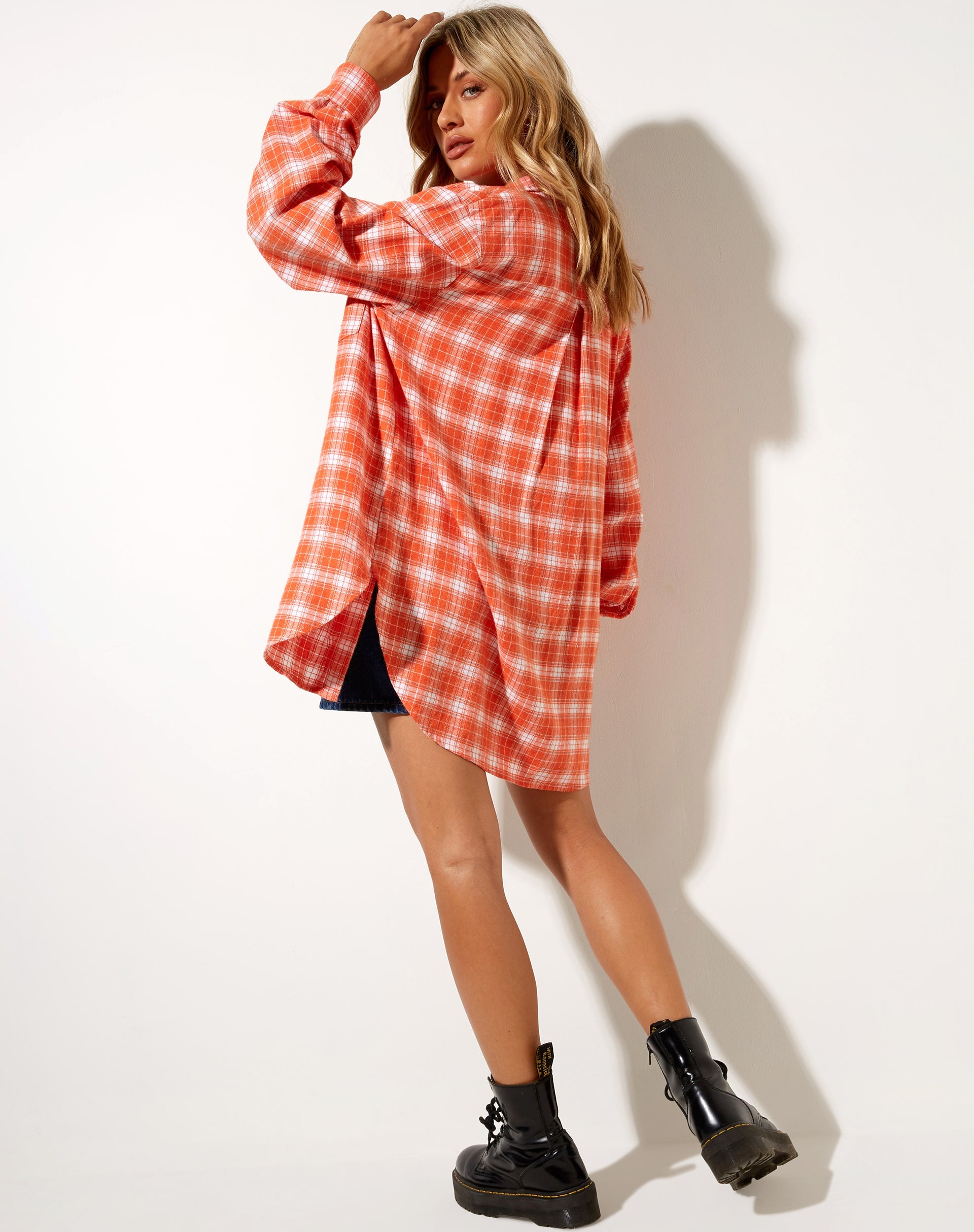 Image of Gane Hemd in Karo Orange Weiß