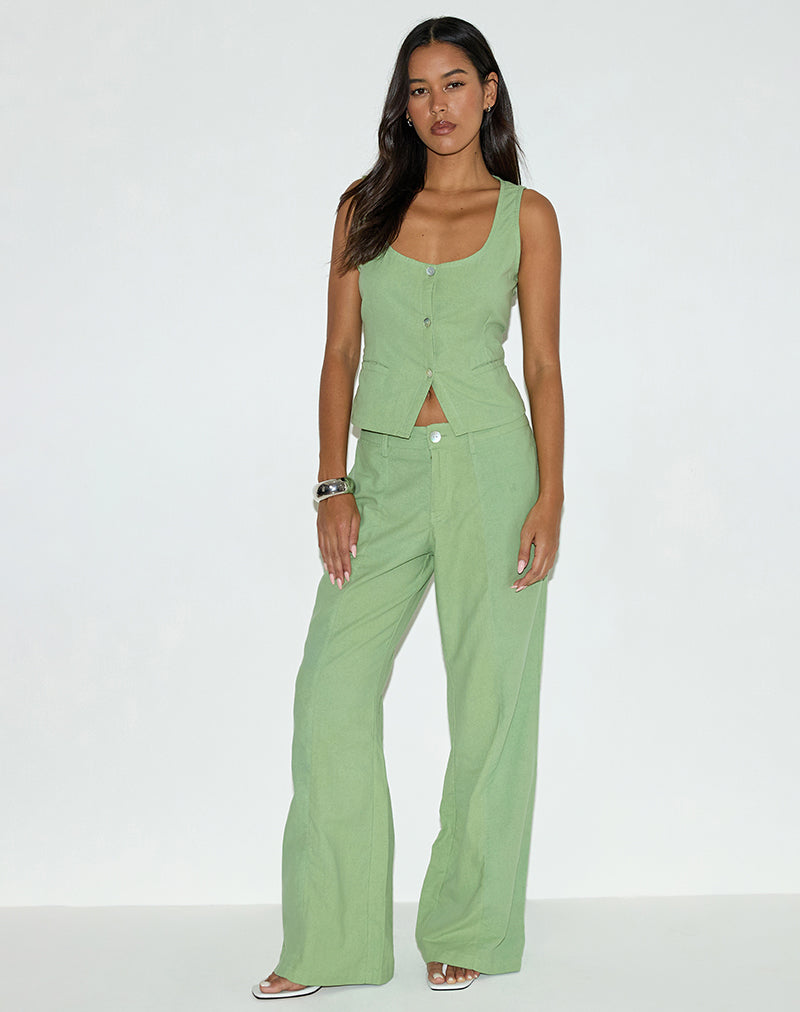 Image von Saucy Trouser aus Leinen Minty Green