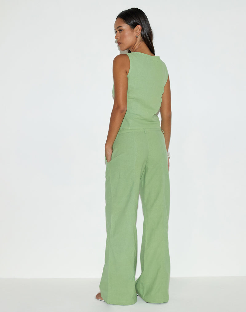Image von Saucy Trouser aus Leinen Minty Green