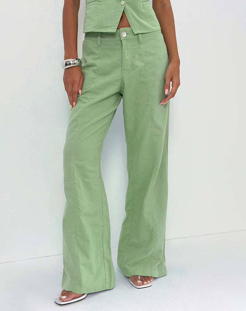 Image von Saucy Trouser aus Leinen Minty Green