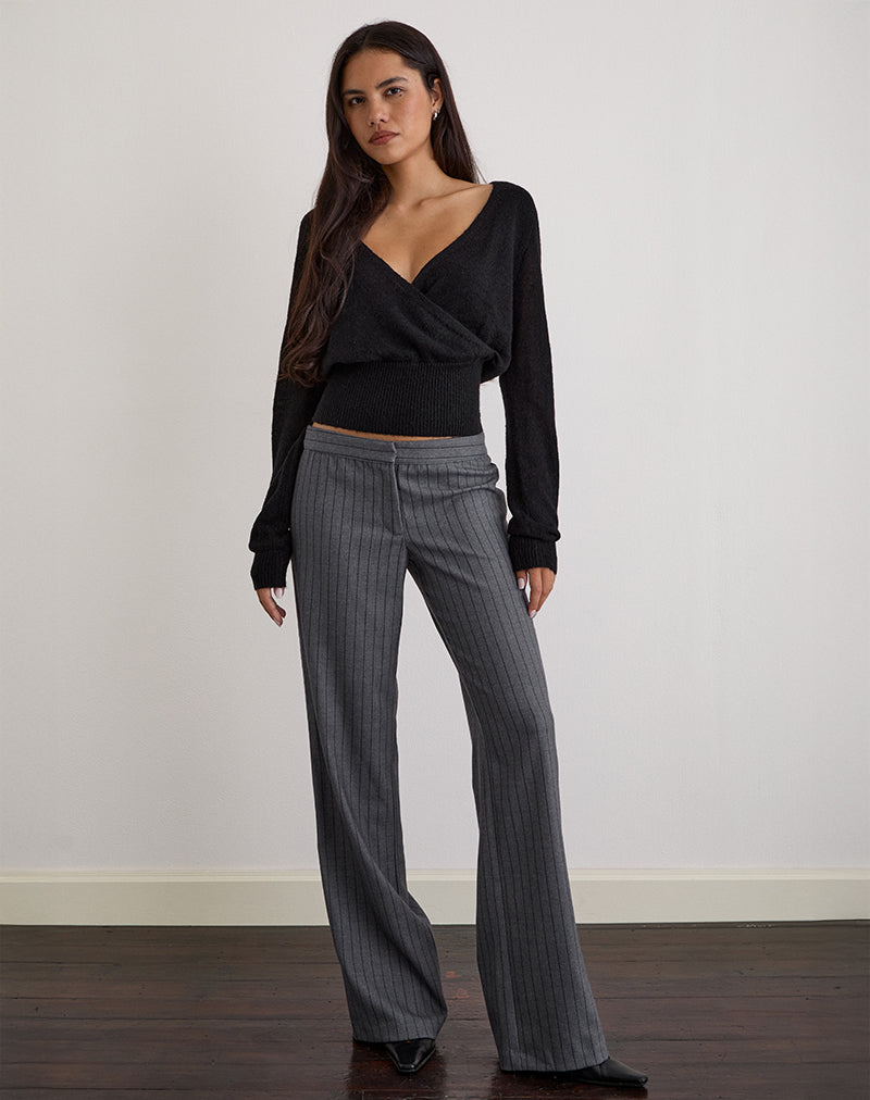 Bild von Ganta Slim Trouser in Nadelstreifen Charcoal