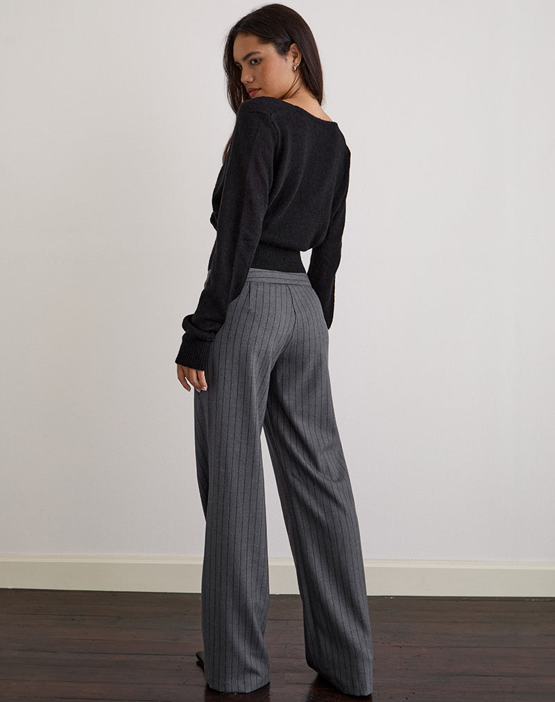 Bild von Ganta Slim Trouser in Nadelstreifen Charcoal