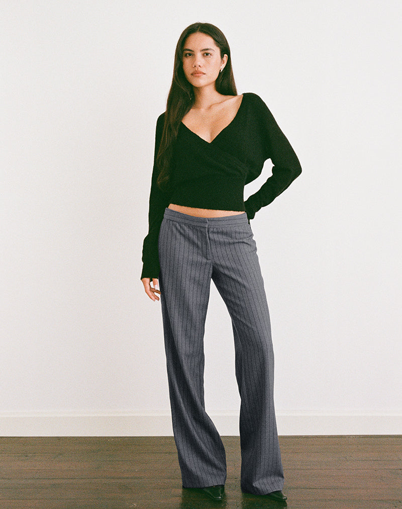 Bild von Ganta Slim Trouser in Nadelstreifen Charcoal