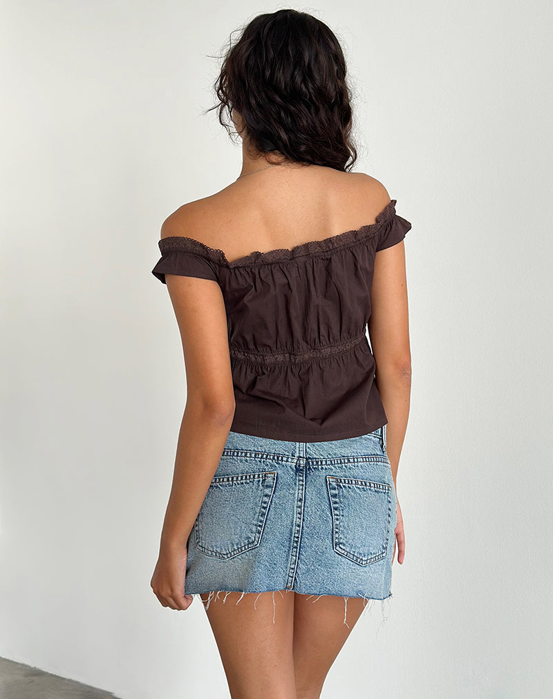 Bild von Gapita Bardot Top aus Popeline Deep Mahogany