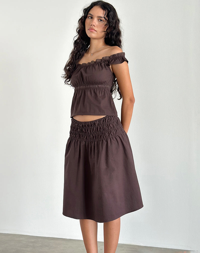 Bild von Gapita Bardot Top aus Popeline Deep Mahogany