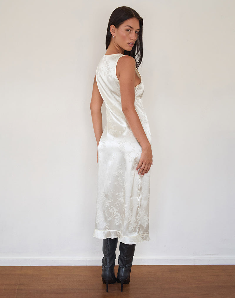 Image of Gastari Midikleid aus Satin Jacquard Weiß