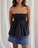 Image of Gaux Puffball Gerafftes Bandeau-Top in Schwarz
