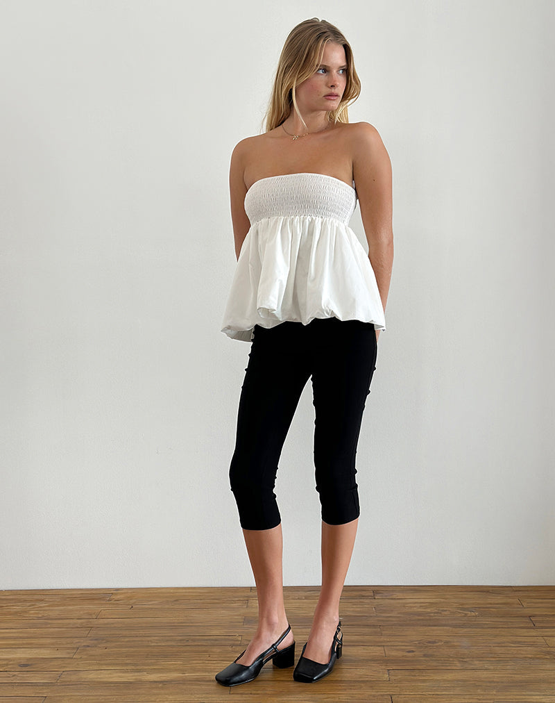 Bild von Gaux Puffball Shirred Top aus Popeline Elfenbein