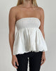 Bild von Gaux Puffball Shirred Top aus Popeline Elfenbein
