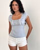 Image of Gavrilla Top in Satin Baby Blau