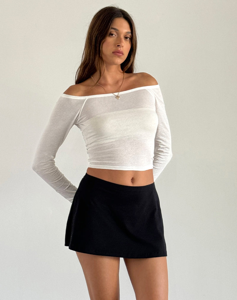 Gavya Langärmeliges Bardot-Top in Off White