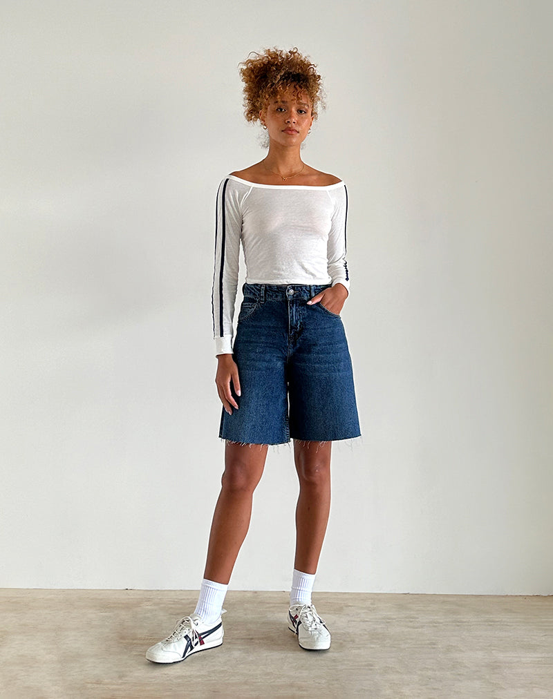 Bild von Gavya Langarm-Top in Off White mit Navy-Streifen