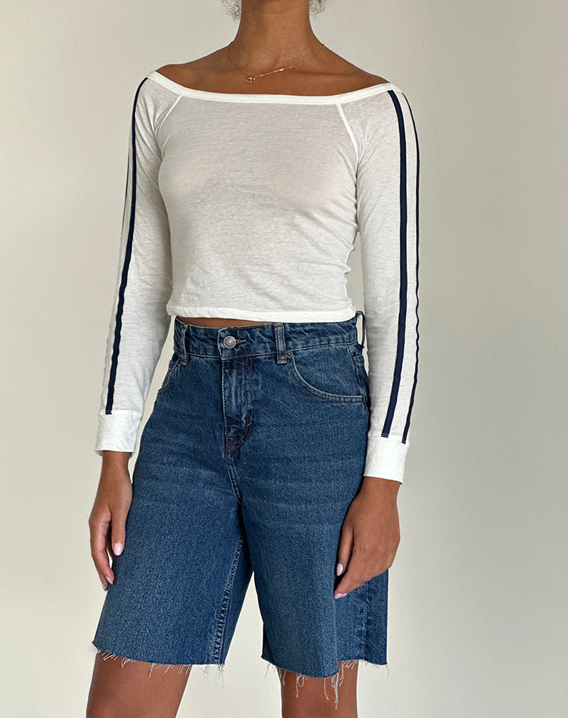 Bild von Gavya Langarm-Top in Off White mit Navy-Streifen