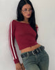 Image of Gavya Langärmeliges Top in Rot mit weißer Paspel