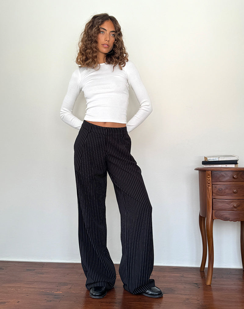 Hondra-Hose in Nadelstreifen Schwarz