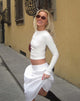 Image of Gelbon Open Back Long Sleeve Top in Rib Weiß