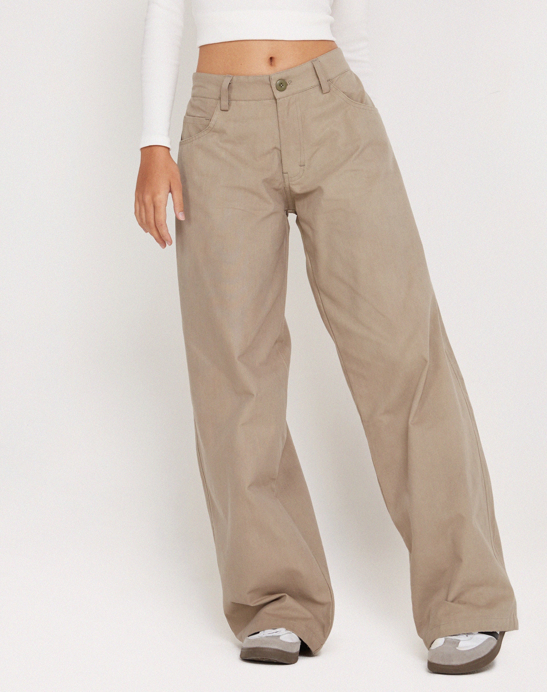 Image of Geräumige Low Rise Extra Weite Hose in Biscotti
