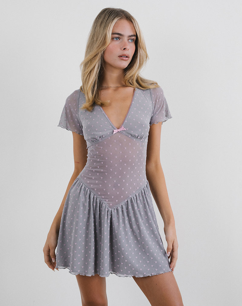 Image of Geni Minikleid in Herzflocke Grau