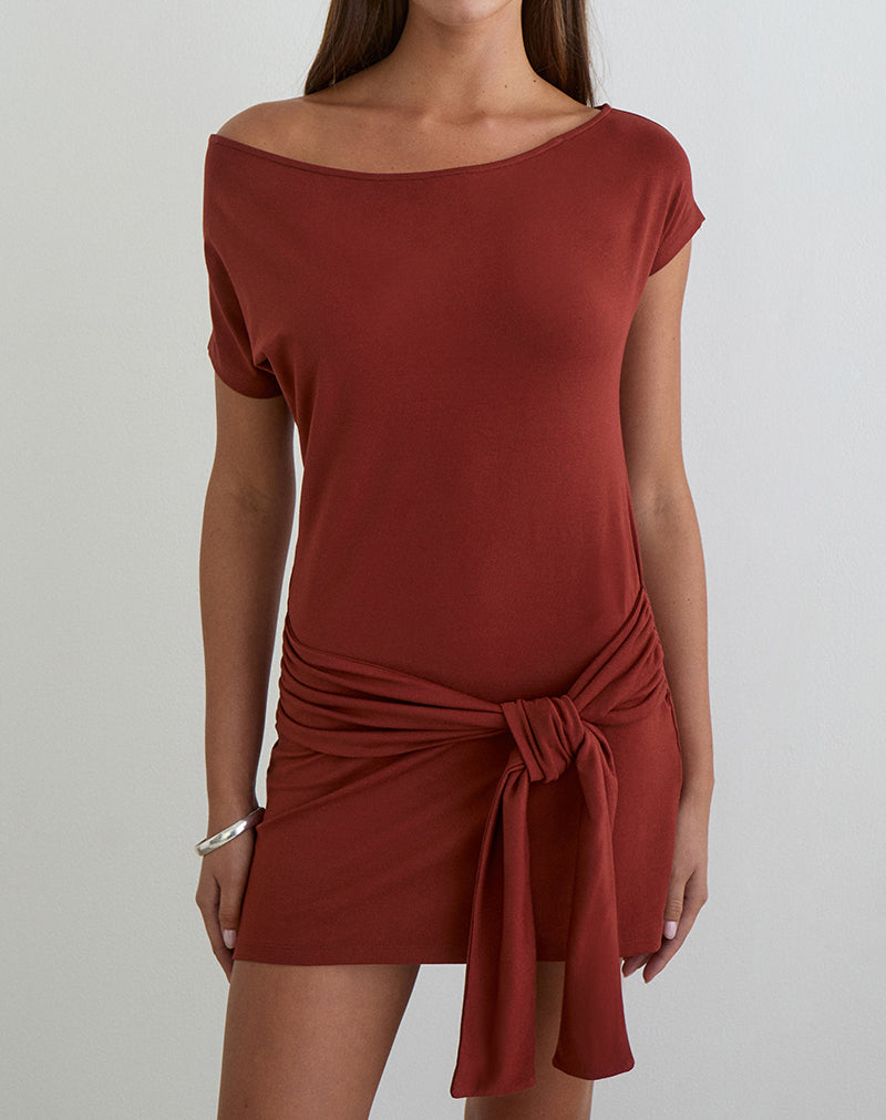 Genya Minikleid aus Jersey in Ziegelrot