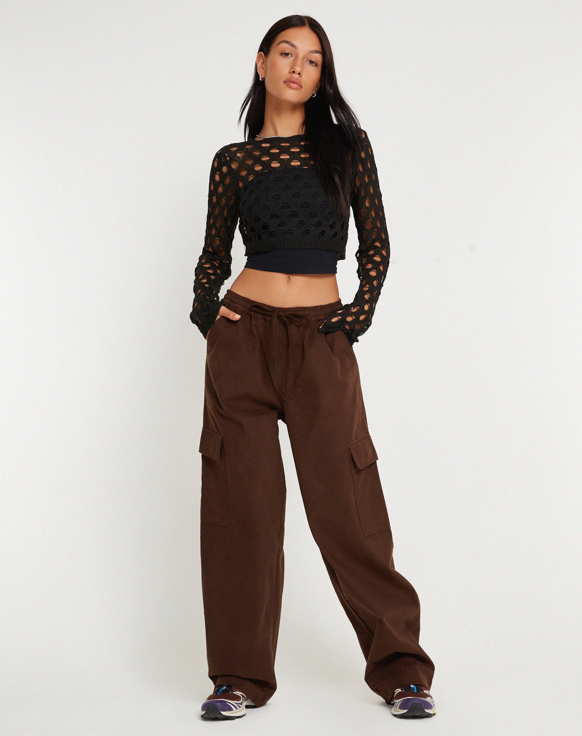 Bild der Geona Wide Leg Cargo Trouser in Braun